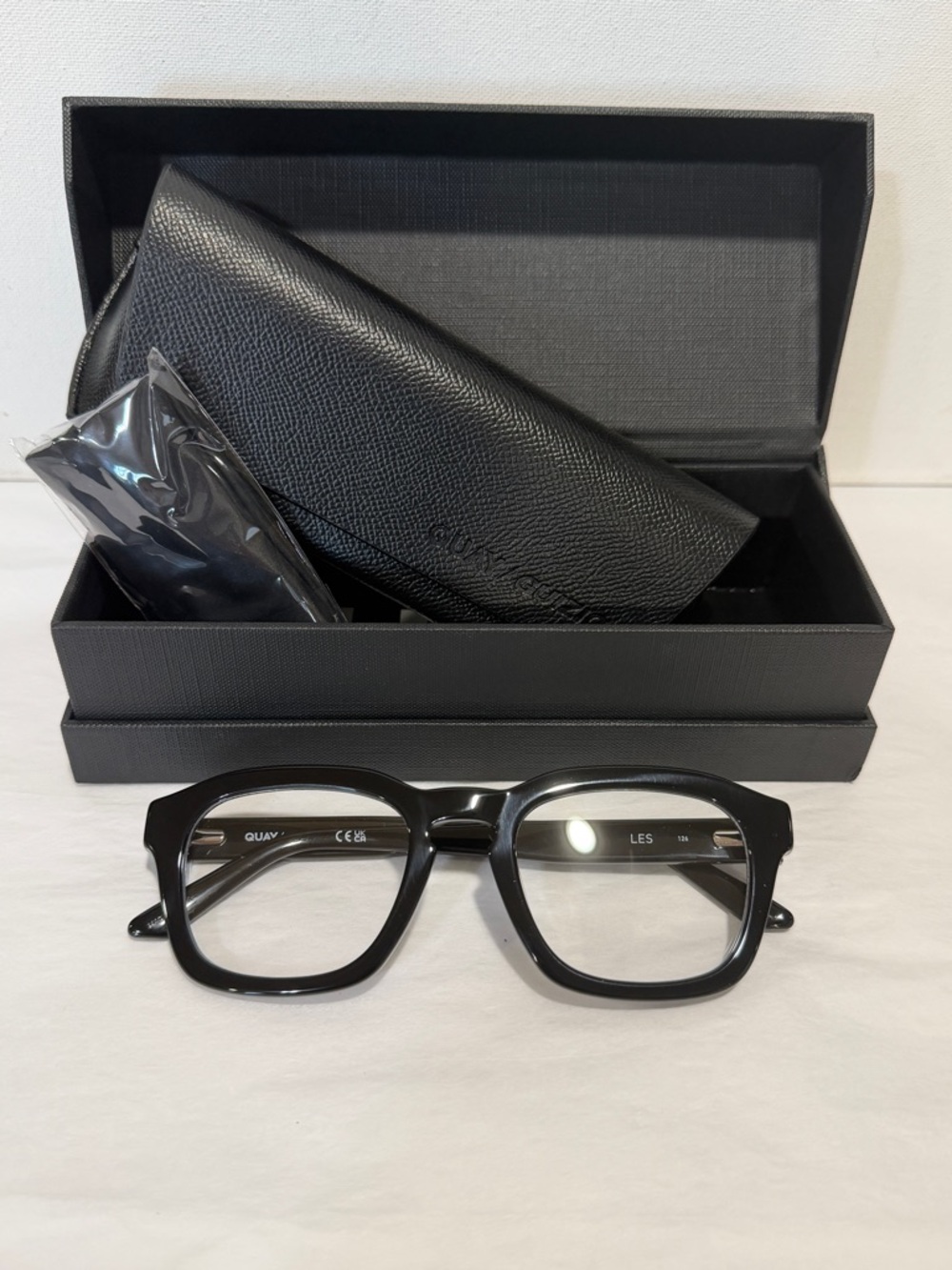 QUAY Les Black Square Optical Glasses